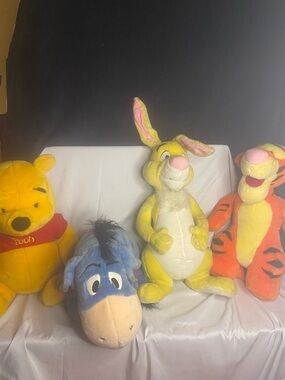 Vintage Mattel Disney Plush Winnie The Pooh Set 4 Tigger Piglet Eeyore.